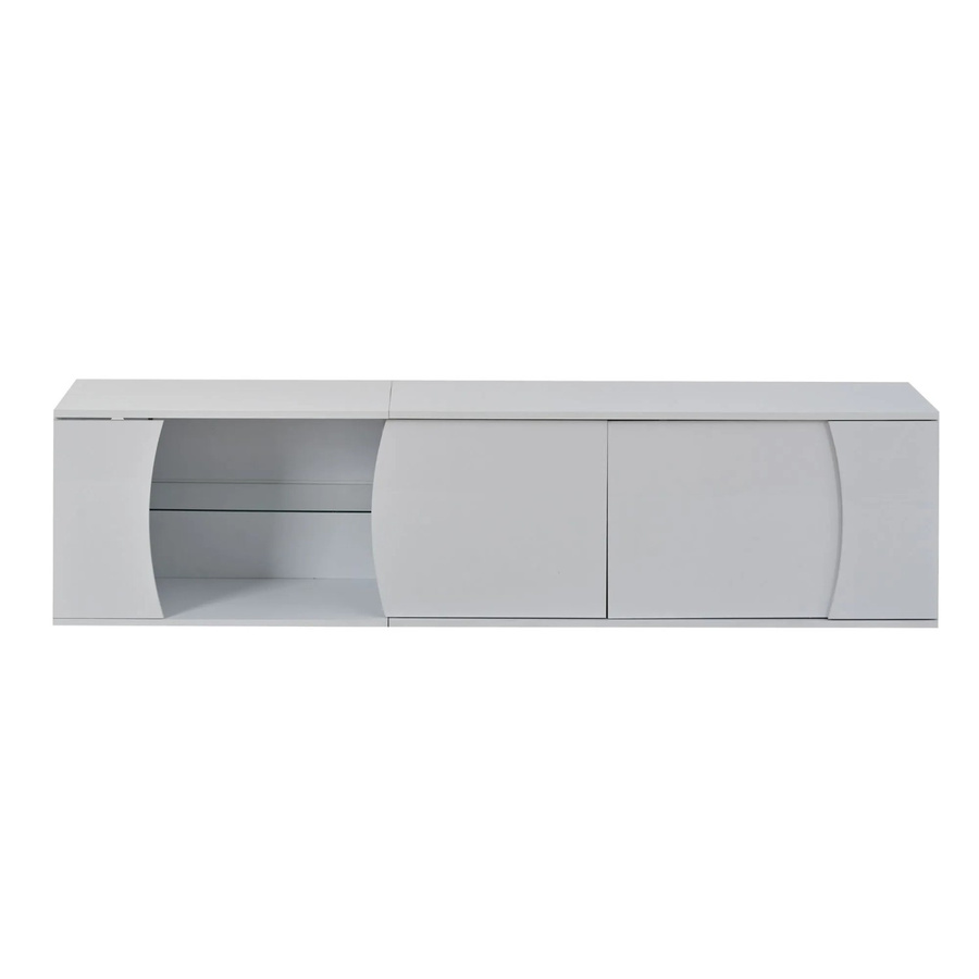okwish TV Schrank Lowboard mit LED und Glastüren in Weiß, B/T/H: 180 x 40 x 45 cm - Bild 2