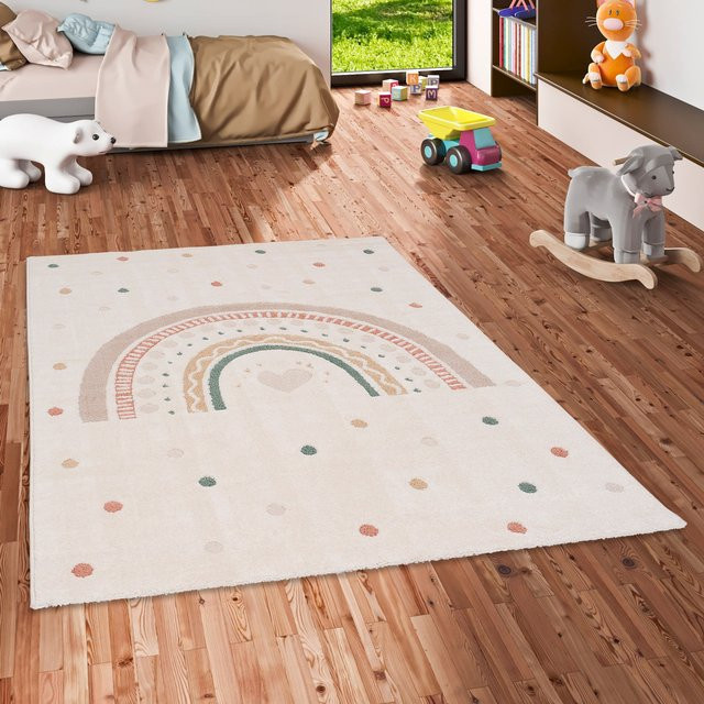 Pergamon Kinder Teppich Happy Kids in Multicolour und Weiss, pflegeleicht und für Fußbodenheizungen geeignet - Bild 1