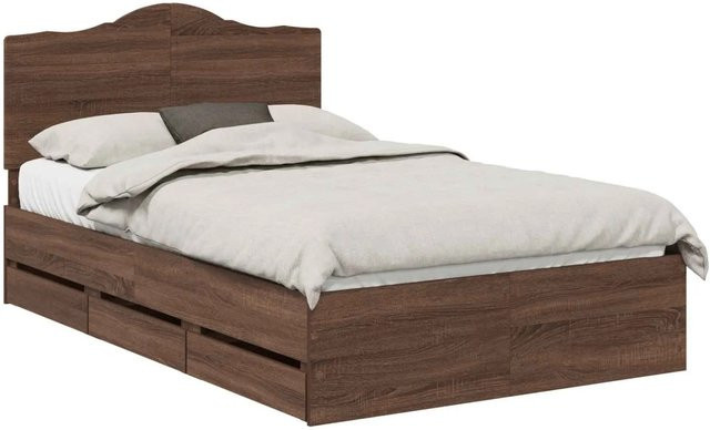vidaXL Bettrahmen in Eiche Braun mit Schubladen aus Holzwerkstoff, B/T/H: 120 x 200 x 30 cm - Bild 1