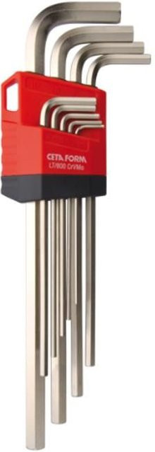 CETAFORM 9-teiliger Sechskant-Inbusschlüsselsatz mit langem Arm aus Chrom-Vanadium-Stahl in Silber - Bild 1