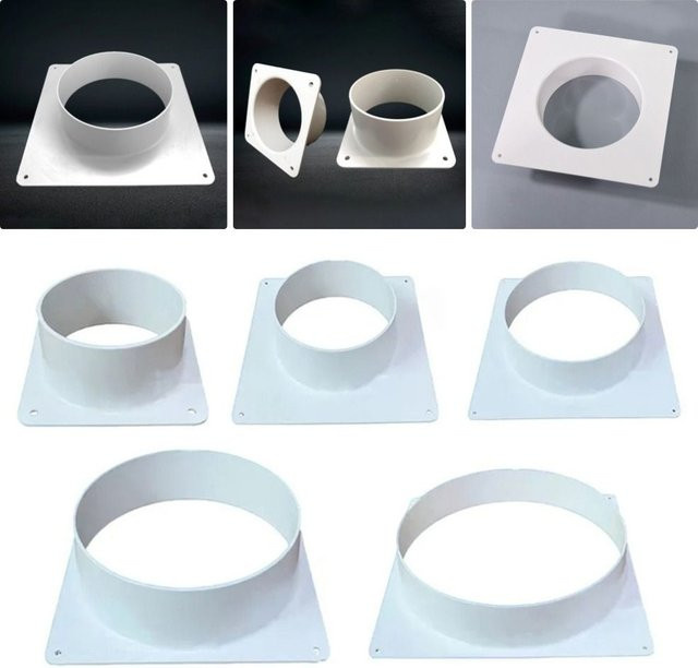 Gerader Entlüftungskanal Verbinder aus Kunststoff in Weiß für die einfache Installation von Luftauslass-Adapter und Flansch-Rohrleitungen - Bild 1