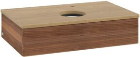 V&B Waschtischunterschrank Antao mit Frontstruktur in Eiche Honig Braun, B: 80 cm, H: 50 cm, T: 50 cm - Bild 1