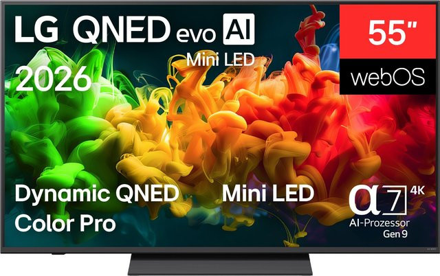 LG QNED evo MiniLED AI TV 55QNED8EB3B, 139 cm (55 Zoll), Schwarz - Bild 1