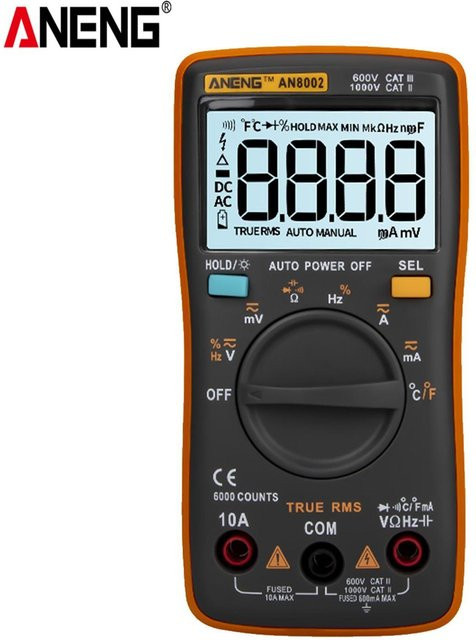 ANENG AN8002 Multifunktionales Digitalmultimeter True RMS Voltmeter Amperemeter in Orange - Bild 1