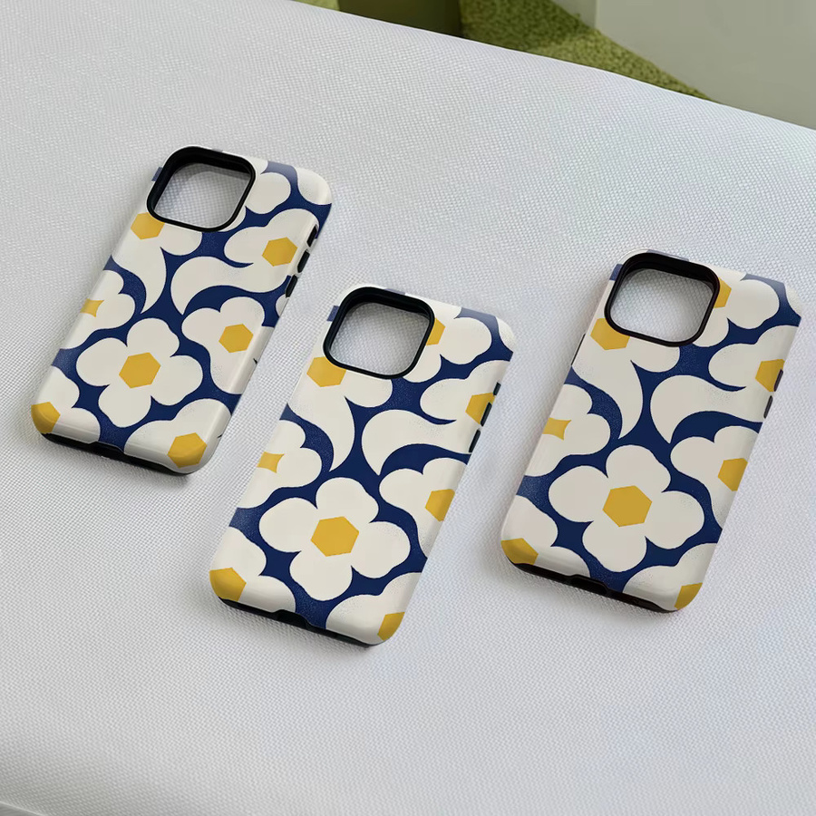 Aurea Case Matte Bumper MagSafe Schutzhülle für iPhone mit marineblauem Gänseblümchenmuster - Bild 4