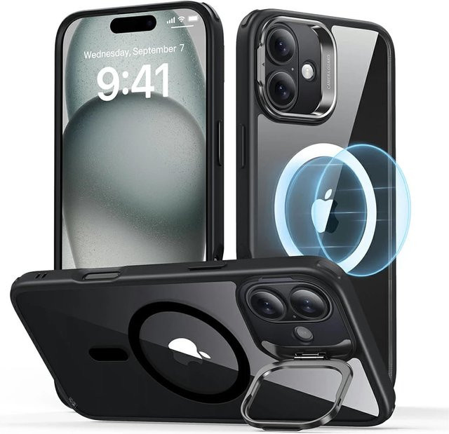 ESR MagSafe Hülle für Apple iPhone 16 Classic Hybrid Kickstand Schwarz Transparent - Bild 1