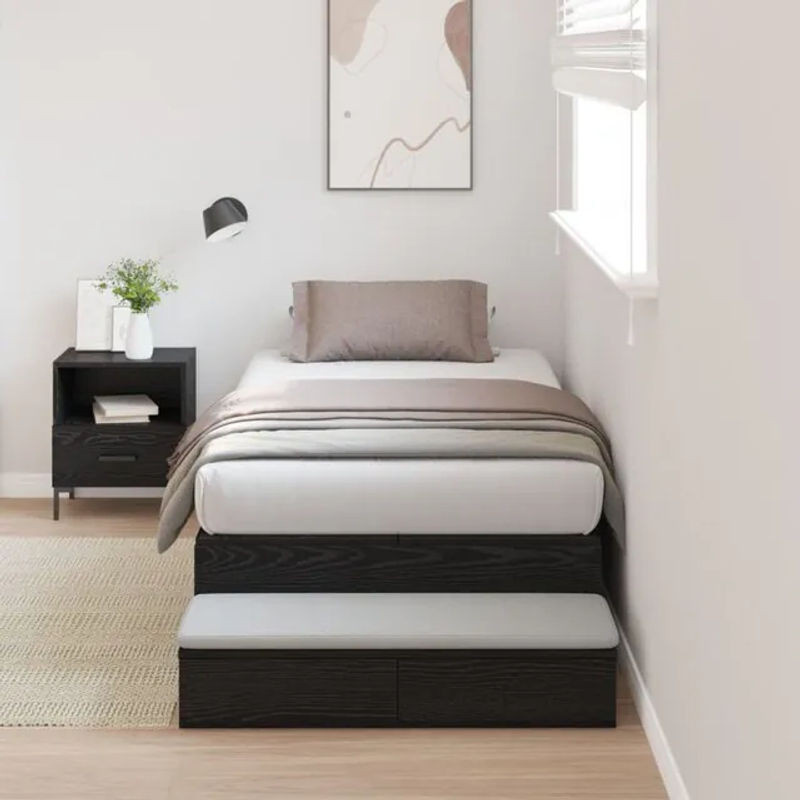 Modernes Funktionsbett mit Stauraum und Tür von vidaXL in Schwarz, B/L/H: 236,5 x 100 x 31,5 cm - Bild 1