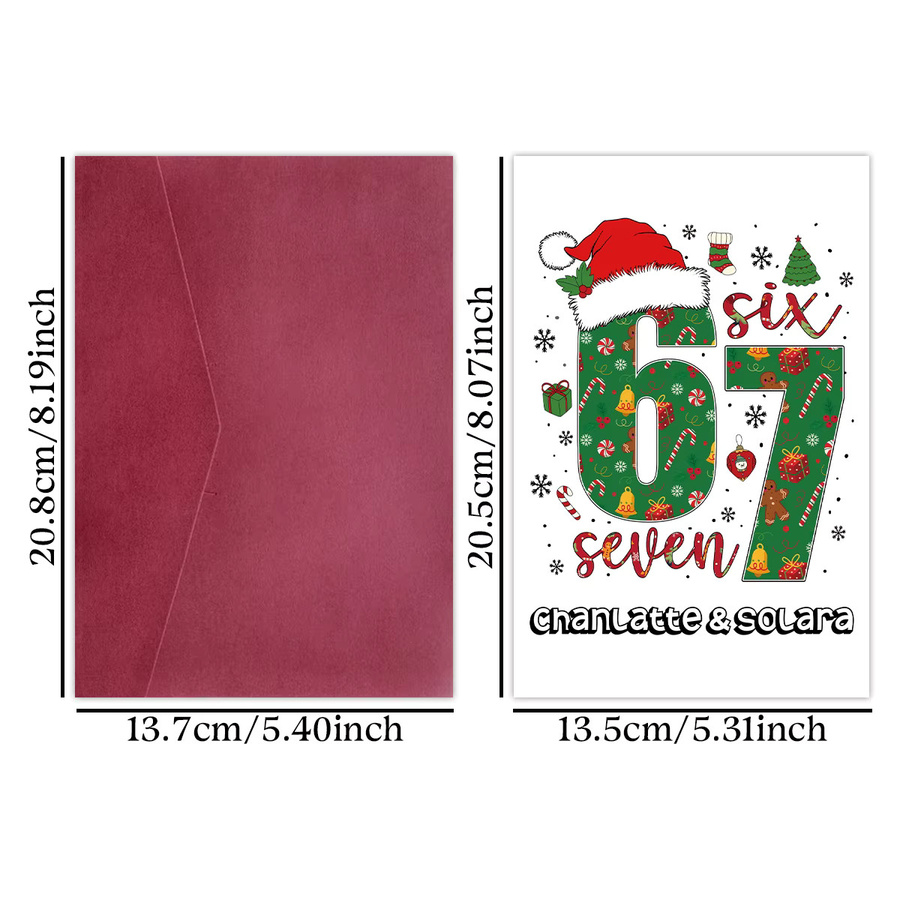Weihnachtsgrußkarte mit individuellem Namen und Umschlag im 6,7 Design, bunt, aus Papier - Bild 5