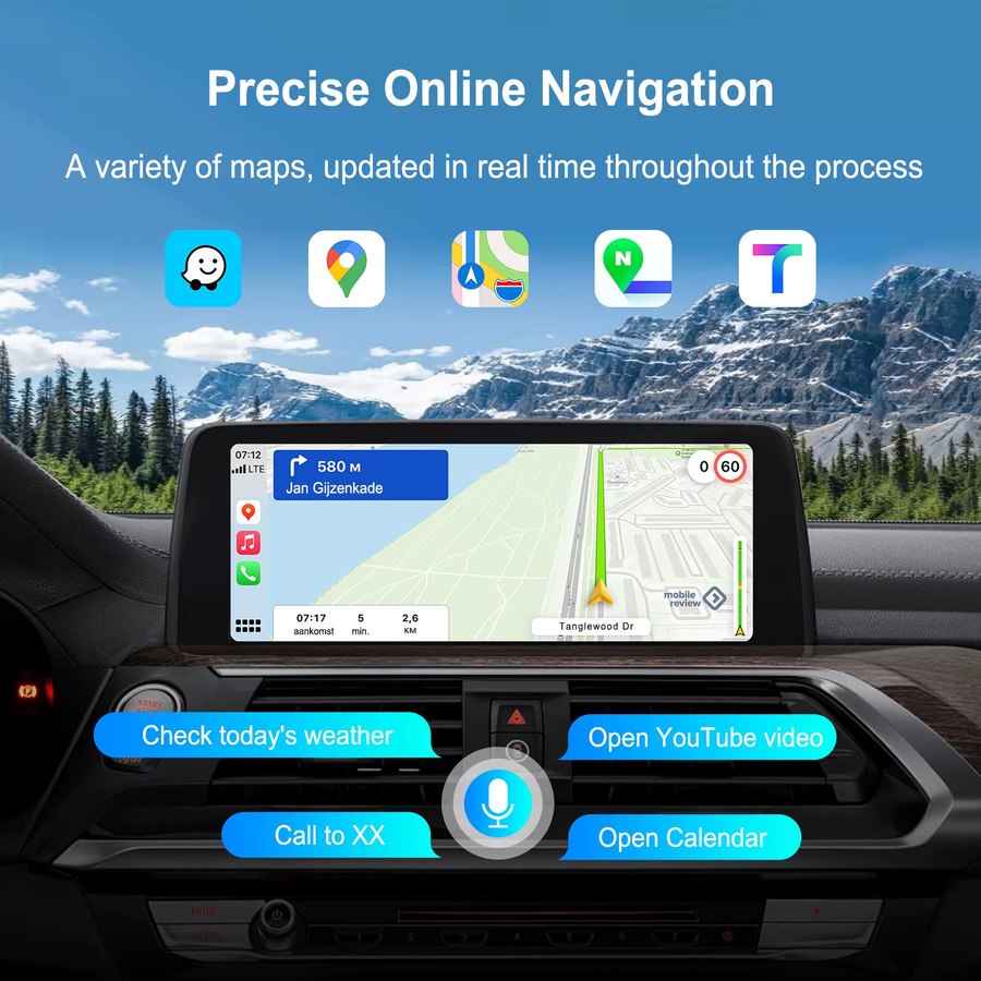 LEXXSON Kabelloses CarPlay und Android Auto Nachrüstkit Interface für BMW NBT System mit Mirror Link und DSP, Schwarz - Bild 4
