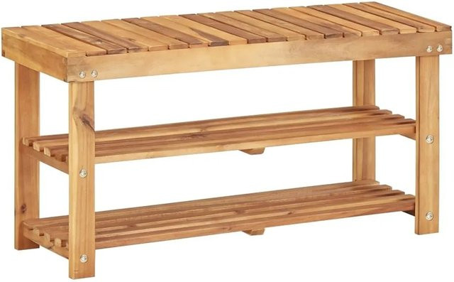 vidaXL Schuhregal aus Massivholz Akazie in Braun mit Lattendesign, B/T/H: 90 x 32 x 46 cm - Bild 1