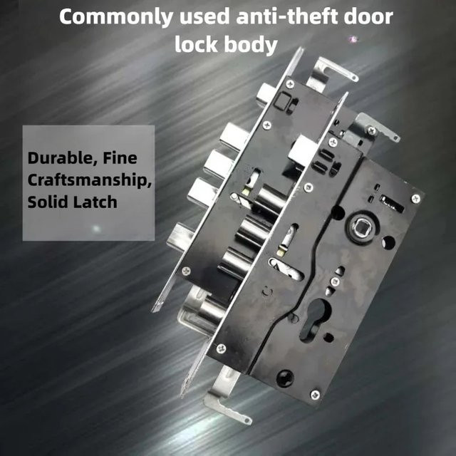 Diebstahlsicheres mechanisches Türschloss mit quadratischem Schließzylinder in Silber, Maße: 24 x 240 mm und 30 x 240 mm - Bild 1