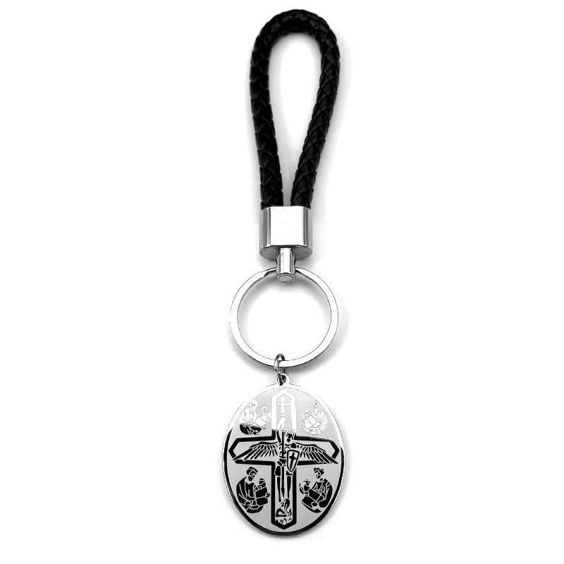 AFAWA Schlüsselanhänger Erzengel St. Michael Kreuz, Edelstahl, Silber, Unisex - Bild 3