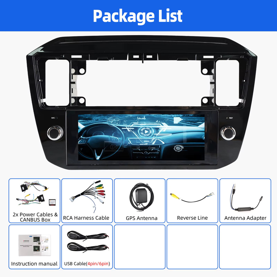 ESSGOO Kabelloses Android 15 Autoradio mit 6,86 Zoll IPS-Touchscreen, CarPlay und Android Auto, GPS, WLAN, Bluetooth und Mirror Link für VW UP, E-UP, Seat Mii, E-Mii, Skoda E-citigo, Schwarz - Bild 5
