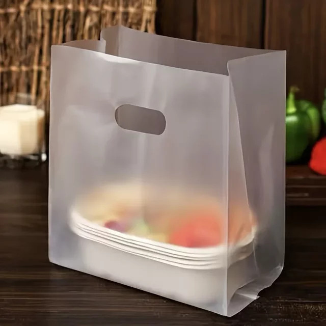 50 Stück transparente Kunststoff-Geschenktüten mit Griffen für Gebäck und Desserts - Bild 1