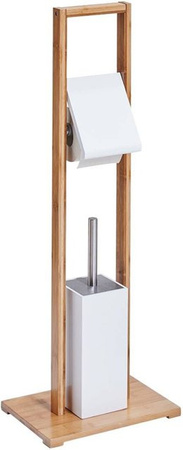 Zeller Present WC-Garnitur aus Natur Bambus in Weiß und Beige, freistehend, B/T/H: 21,0 x 30,0 x 82,0 cm