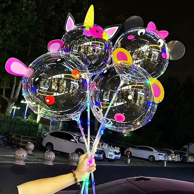 5 Stück LED-Ballonlichter in RGB mit transparenten Tier-Aufklebern für deine Geburtstagsparty-Dekoration, 20 Zoll - Bild 1