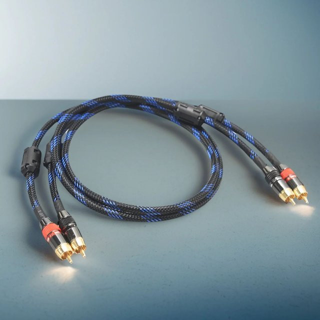 HIFIDIY LIVE Hi-Fi RCA-Audiokabel 2RCA-2RCA Paar in Schwarz und Blau mit 4N OFC Leitern und unabhängiger Abschirmung - Bild 1