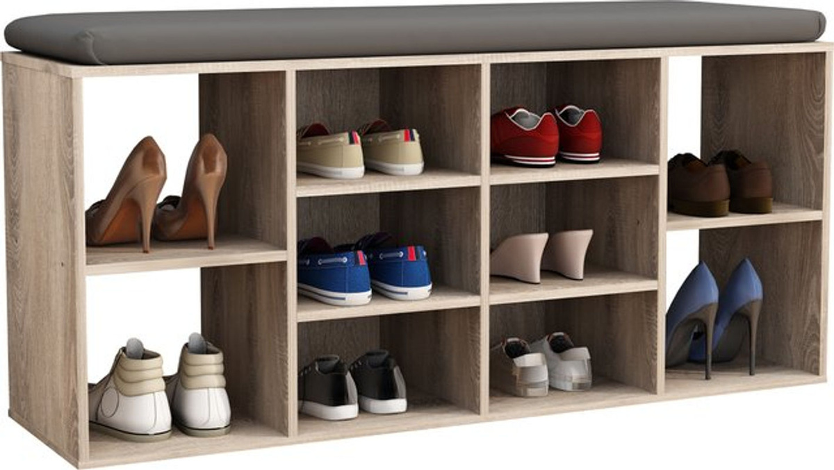 VCM Schuhregal Hinsol S aus Holz in Sonoma Eiche, Schuhkommode mit 10 Fächern, H x B x T: 50 x 104 x 30 cm - Bild 2