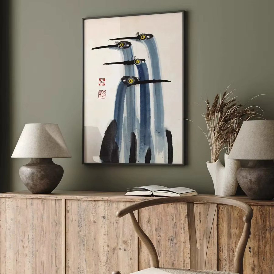 Potdemiel Leinwanddruck Japanischer antiker Kranich im Vintage-Stil als Wandkunst für dein Zuhause - Bild 3