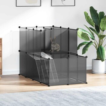 vidaXL Kleintierkäfig Freigehege aus Kunststoff und Stahl, Schwarz/Transparent, B/T/H: 142 x 74 x 93 cm - Bild 2