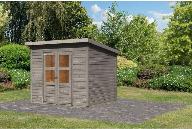 Karibu Holz-Gartenhaus mit Pultdach, grundiert, B/T: 242 x 214 cm - Bild 1