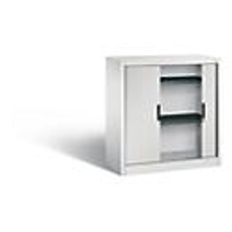 C + P Akten-Sideboard Omnispace mit Rollladen und Schloss, Lichtgrau, H: 103,0 cm, B: 100,0 cm, T: 42,0 cm - Bild 2