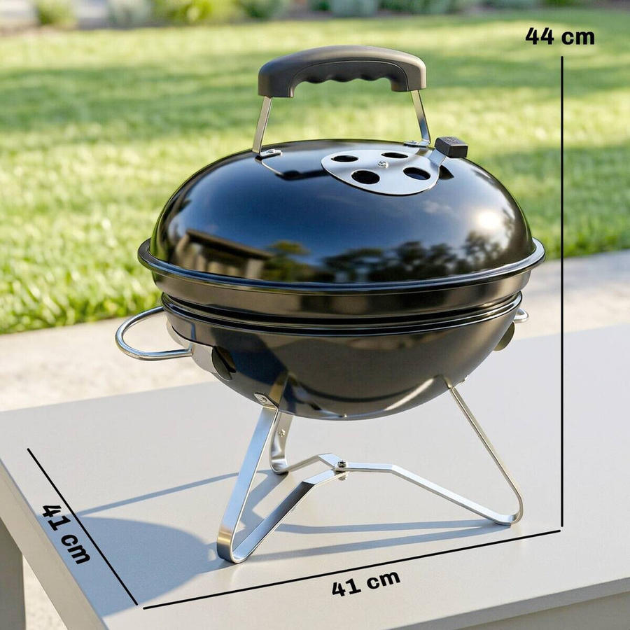 Outsunny Kugelgrill BBQ Smoker aus Edelstahl und emailliertem Stahl in Schwarz, B/H/T: 41 x 44 x 41 cm - Bild 6