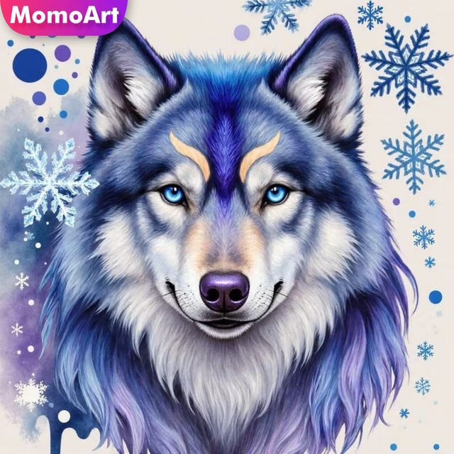 Momoart Diamantmalerei Wolf DIY Acryl-Mosaik-Set in Multicolour für Anfänger - Bild 1
