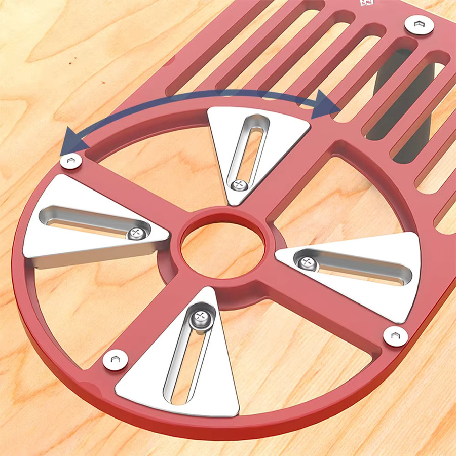 Allsome Trimmfräser-Grundplatte aus Aluminiumlegierung in Rot mit verstellbarem Schieber für Durchmesser von 65 bis 132 mm - Bild 3