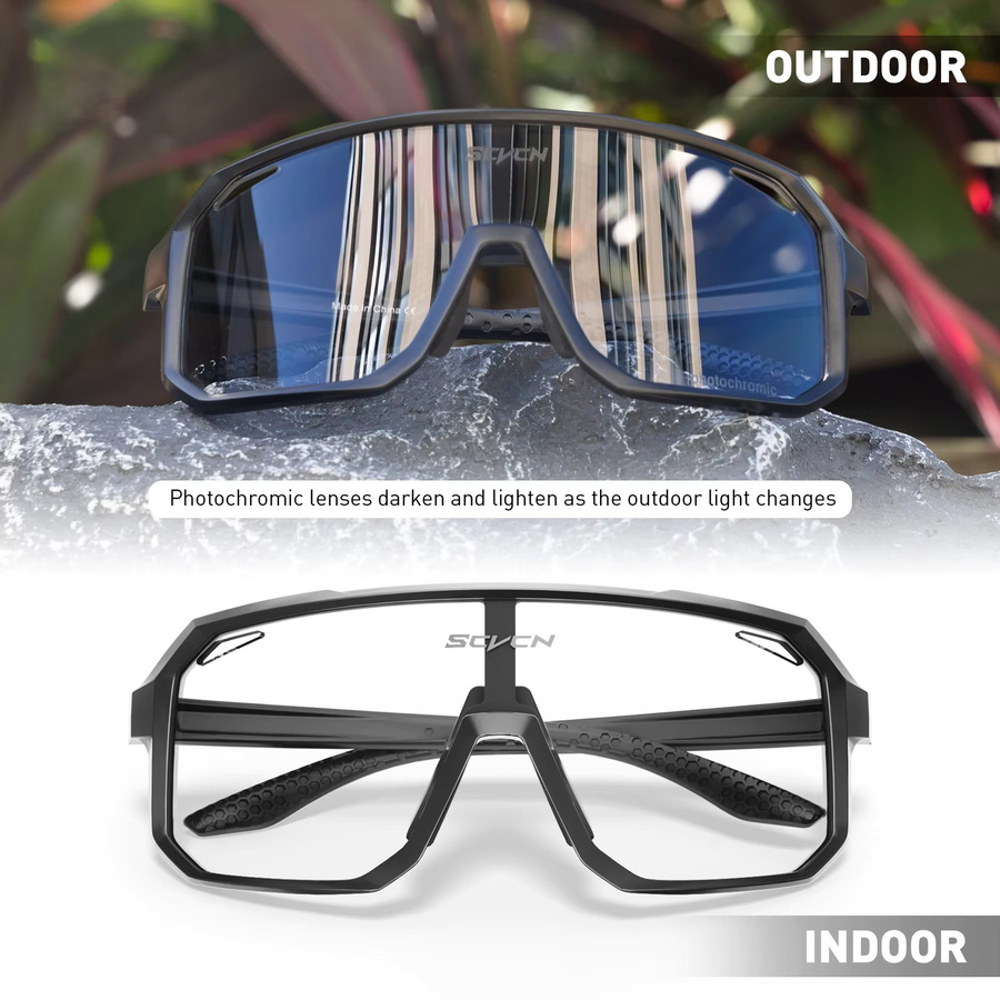 SCVCN Sportsonnenbrille, Photochrome, Vollrand, Schwarz, Unisex - Bild 4