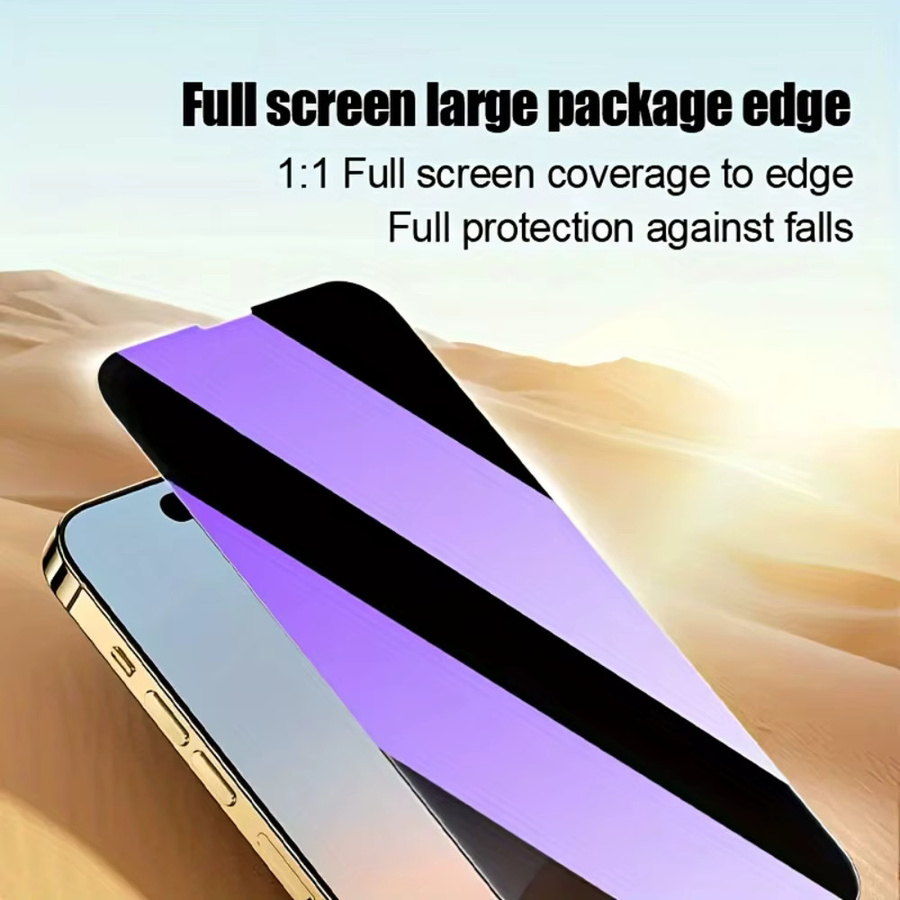 NNBILI 6in1 Schutzset für iPhone 16 Pro Max 15 14 13 12 11 Mini Plus mit 3 blauem Licht-Sichtschutz-Hartglas und 3 violetten Metalllinsen - Bild 4