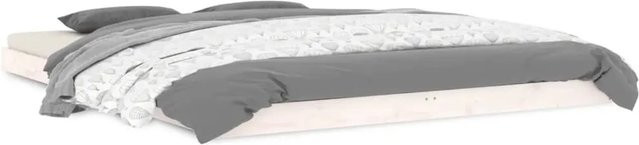 vidaXL Massivholzbett aus Kiefer in Weiß, Modernes King Size Bett B/T/H: 154 x 150 x 200 cm - Bild 1