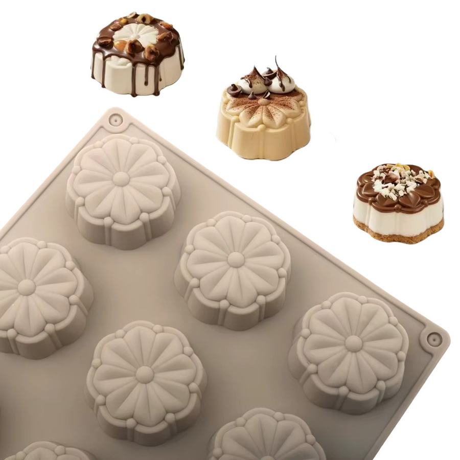 SHENHONG 15-Fächer Silikonform für Blumen-Schokolade, Bonbons und Kekse in Beige - Bild 2