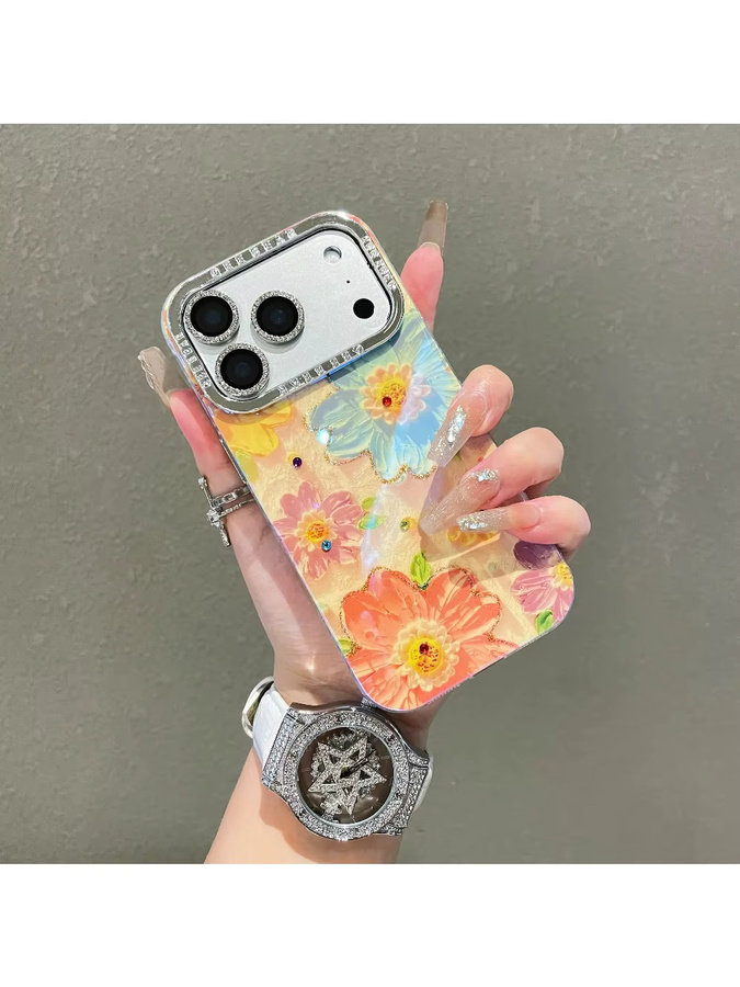 Flower Gradient Shining iPhone Schutzhülle mit Diamond Flash Hole Design in Multicolour für iPhone 17 Air, 16, 15, 14, 13, 12, 11 Pro Max - Bild 3