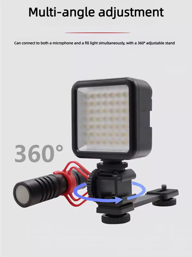 Andoer Cold Shoe Halterung Verlängerungsstange mit dreifachem 1/4 Zoll und 3/8 Zoll Gewinde in Schwarz für Gimbal, Stabilisator, Stativ und Kamera - Bild 5