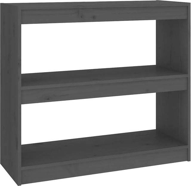 vidaXL Bücherregal Raumteiler aus Massivholz Kiefer in Grau, B/T/H: 80 x 30 x 71,5 cm - Bild 1
