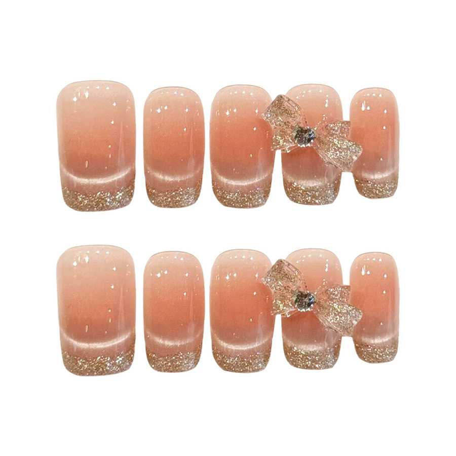 YADORNOS Kunstnägel, rosa-gold, glänzend, Pailletten und Strass, 10 Stück - Bild 2