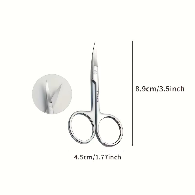 Ouriner Augenbrauenschere, gebogene Klinge, Edelstahl, silbrig, Unisex - Bild 3