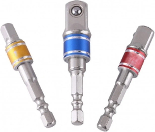 TSX TOOL Adapter Set für Steckschlüssel 1/4 Zoll 3/8 Zoll 1/2 Zoll mit Sechskant-Verlängerungsstange, 3 Stück - Bild 1
