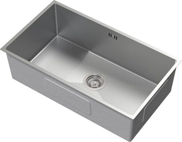 ML-Design Einbauspüle aus Edelstahl in Silber mit Ablaufgarnitur und Überlauf, B/T: 70 x 40 cm - Bild 2
