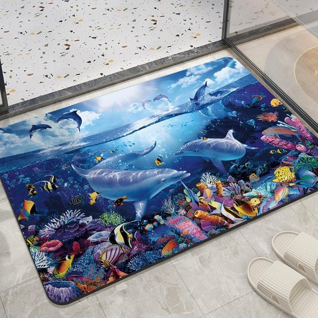 Saugfähige Badezimmer-Bodenmatte von Yiran Furniture in Marineblau, rutschfest und schnelltrocknend, B/B: 50 x 80 cm - Bild 1
