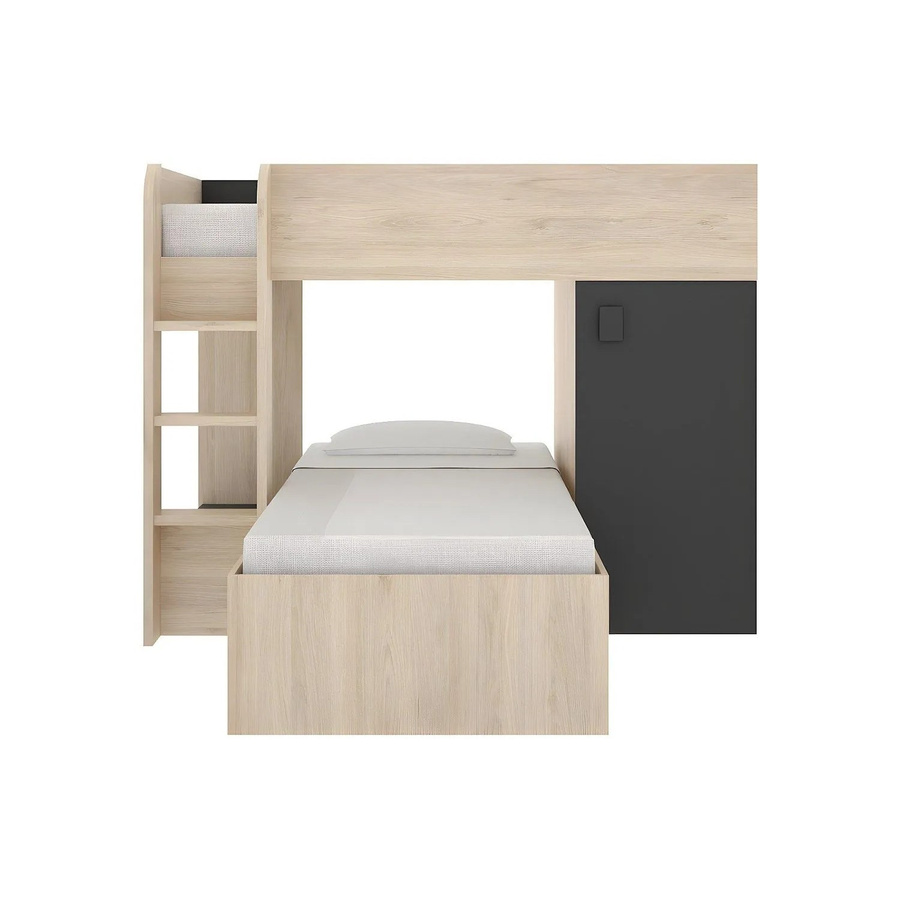 Vente-unique Etagenbett aus Massivholz in Anthrazitgrau und Naturfarben, Höhe: 255 cm, Breite: 90 cm, Tiefe: 190 cm - Bild 2