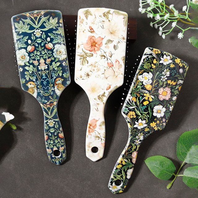 Antistatische Haarbürste mit Blumenmuster, für Echthaarperücken - Bild 1
