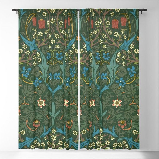 2er-Set Vintage Schirmvorhänge mit 3D-Europä-Druck, semi-transparent, Polyester, B: 200 cm, H: 240 cm - Bild 1