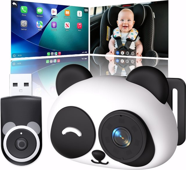 Cabin Care Kabelloser CarPlay-Adapter und 1080P Baby-Autokamera mit 150 Grad Weitwinkel für Echtzeit-Sitzüberwachung - Bild 1
