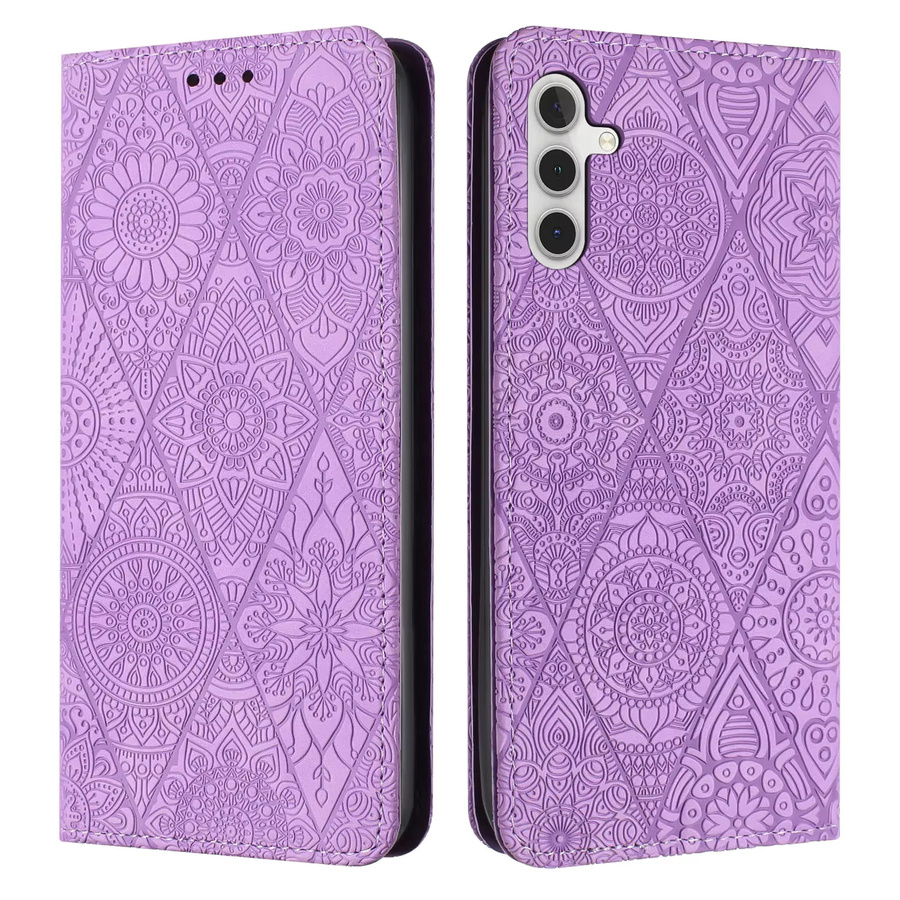 Magnetische Leder-Handyhülle als Flip Wallet Back Cover für Samsung Galaxy S25 S24 Ultra S23 S22 S21 S20 FE 5G S10 S9 S8 Plus in Schwarz und Lila - Bild 2