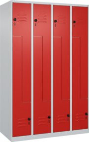 C+P Z-Spind Classic PLUS Spind mit 8 Fächern und Garderobenstange, Farbe Grau/Rot, H x B x T: 185 x 120 x 50 cm - Bild 1