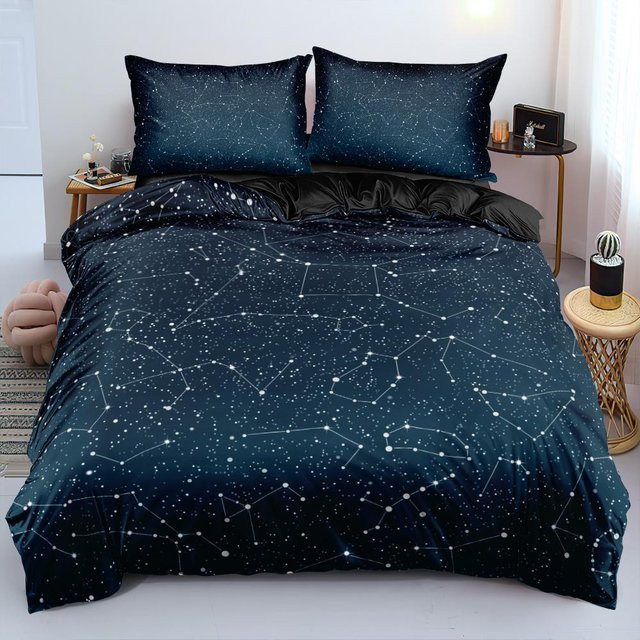 JMG Household Supplies Bettwäscheset Galaxy Sternenhimmel Dunkelblau, 2-teilig aus Mikrofaser, B/H: 140 x 210 cm - Bild 1