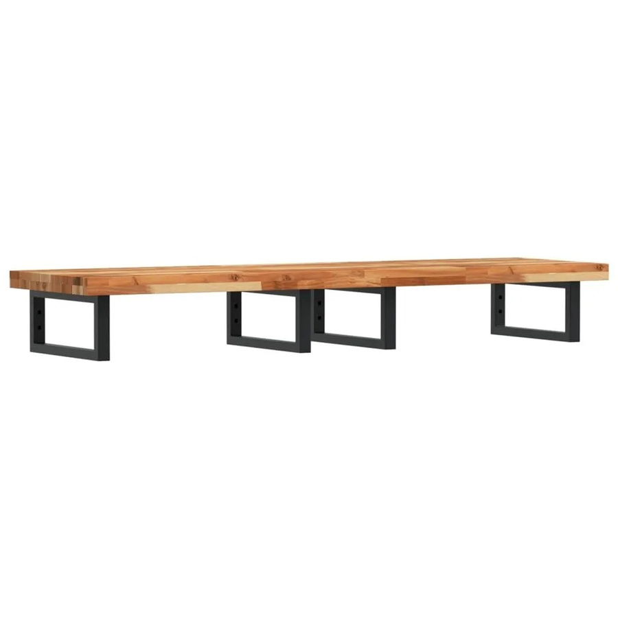 vidaXL Waschbeckenregal zur Wandmontage aus Stahl und geöltem Akazienholz in Schwarz und Braun - Bild 2