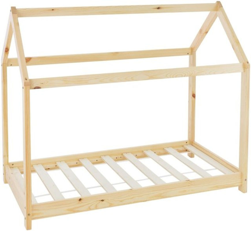 ML-Design Kinderbett Hausbett aus Kiefernholz mit Dach und Lattenrost, Farbe: Braun, B/T/H: 160 x 80 x 132 cm - Bild 2